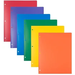 JAM Paper Heavy Duty 3 Hole Punch 2 Pocket Folder, Plastic, Assorted Primary Colors, 12/Pack (383HHPrgbypblb) Hot