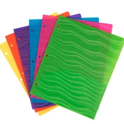 JAM Paper Heavy Duty 3-Hole Punched 2-Pocket Plastic Folders, Multicolored, Assorted Wave Colors, 6/Pack (383HPWAVEAST) Discount
