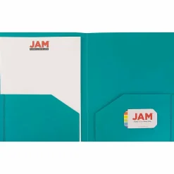 JAM Paper Heavy Duty 2-Pocket Folder, Teal Blue, 6/Pack (383hted) Best