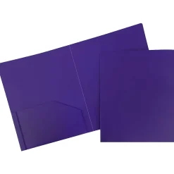 JAM Paper Heavy Duty Two-Pocket Plastic Folders, Purple, 6/Pack (383NPURPLED) Sale
