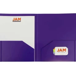 JAM Paper Heavy Duty Two-Pocket Plastic Folders, Purple, 6/Pack (383NPURPLED) Sale