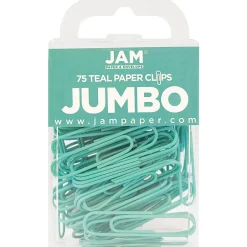 JAM Paper Jumbo Paper Clips, , 3 Packs of 75 (21832065B) Teal