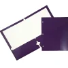 JAM Paper Laminated Glossy 3 Hole Punch Two-Pocket Folders, Purple, 6/Pack (385GHPPUA) Clearance