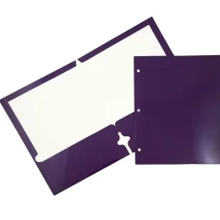 JAM Paper Laminated Glossy 3 Hole Punch Two-Pocket Folders, Purple, 6/Pack (385GHPPUA) Clearance