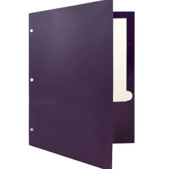 JAM Paper Laminated Glossy 3 Hole Punch Two-Pocket Folders, Purple, 6/Pack (385GHPPUA) Clearance
