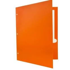 JAM Paper Laminated Glossy 3 Hole Punch Two-Pocket Folders, , 100/Box (385GHPORB) Orange Hot