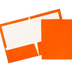 JAM Paper Laminated 2-Pocket Glossy Presentation Folders, , 25/Pack (385GORD) Orange Clearance