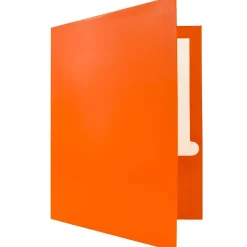JAM Paper Laminated 2-Pocket Glossy Presentation Folders, , 25/Pack (385GORD) Orange Clearance