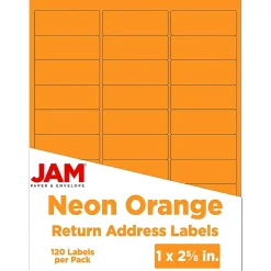 JAM Paper Laser/Inkjet Address Labels, 1" x 2 5/8", , 30 Labels/Sheet, 4 Sheets/Pack (35432814)* Address Labels