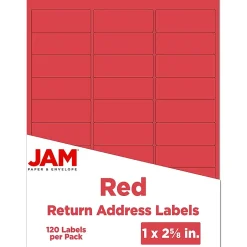 JAM Paper Laser/Inkjet Address Labels, 1" x 2 5/8", , 30 Labels/Sheet, 4 Sheets/Pack (4514939)* Address Labels