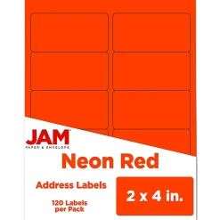 JAM Paper Laser/Inkjet Shipping Labels, 2" x 4", , 10 Labels/Sheet, 12 Sheets/Pack (354328034)* Shipping Labels