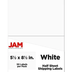 JAM Paper Laser/Inkjet Shipping Labels, 5 1/2" x 8 1/2", White, 2 Labels/Sheet, 25 Sheets/Pack (359430339)* Shipping Labels