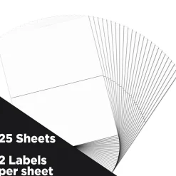 JAM Paper Laser/Inkjet Shipping Labels, 5 1/2" x 8 1/2", White, 2 Labels/Sheet, 25 Sheets/Pack (359430339)* Shipping Labels