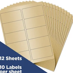 JAM Paper Laser/Inkjet Shipping Labels, 2" x 4", , 10 Labels/Sheet, 12 Sheets/Pack (40732538)* Shipping Labels