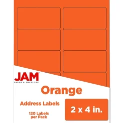 JAM Paper Laser/Inkjet Shipping Address Labels, 2" x 4", , 10 Labels/Sheet, 12 Sheets/Pack (302725784)* Address Labels