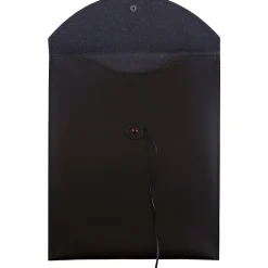 JAM Paper ® Leather Portfolio Open End Envelope with Button and String, 9.5 x 12.5, Black, Sold Individually (CF65LBL)* Catalog