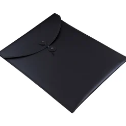 JAM Paper ® Leather Portfolio Open End Envelope with Button and String, 9.5 x 12.5, Black, Sold Individually (CF65LBL)* Catalog