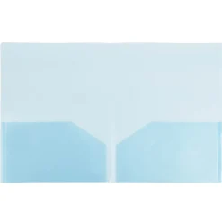 JAM Paper Light Weight Two-Pocket Plastic Presentation Folders, Blue, 6/Pack (381BLUED) Clearance