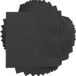 Napkins<JAM Paper Lunch Napkin, 2-ply, Black, 50 Napkins/Pack (6255620716)