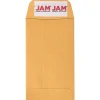 JAM Paper Peel & Seal Closure, Coin Envelopes, Brown Kraft Manila, 2.5" x 4.25", 100/Box (400238460D)* Business