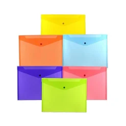 JAM Paper Plastic Envelopes with Snap Closure, Letter Size, Assorted Colors, 6/Pack (218S0RGBYPCL)* Business
