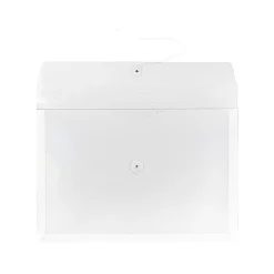 JAM Paper Plastic Envelopes with Button and String Tie Closure, Legal Size, Clear, 12/Pack (219B1CL)* Business