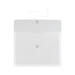 JAM Paper ® Plastic Envelopes with Button and String Tie Closure, Letter Size, Clear, 12/Pack (218B1CL)* Business