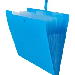 JAM Paper Plastic File Folder with Snap Closure, 5 Pocket, 9"W x 11.5"H, Blue (FF39783BU) Outlet