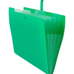 JAM Paper Plastic File Folder with Snap Closure, 5 Pocket, 9"W x 11.5", Green (FF39783GR)