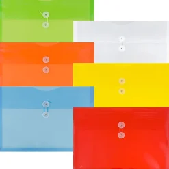 JAM Paper Plastic Filing Envelopes with Button & String Tie Closure, Legal Size, Assorted Colors, 6/Pack (219B1RLIGBYORCL)* Business
