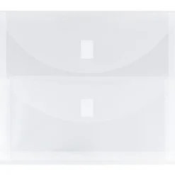 JAM Paper Plastic Multi-Pocket Envelopes with Hook & Loop, 2 Pockets, Letter Booklet, 9.5 x 11.5, Clear, 12/Pack (B35218)* Business