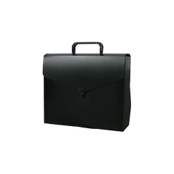 JAM Paper ® Plastic Portfolio File Carry Case with Handles, 10 x 12 x 4, Black, Sold Individually (7206027)