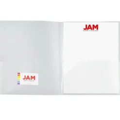 JAM Paper 6-Pocket Heavy Duty Plastic Folders, Clear, 2/Pack (389MP6cl)