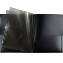 JAM Paper 6-Pocket Heavy Duty Plastic Folders, Black, 2/Pack (389MP6bl) Clearance