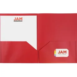 JAM Paper POP 2-Pocket Plastic Presentation Folder, Red, 6/Pack (382EREDD) New