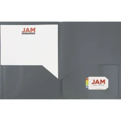 JAM Paper POP 2-Pocket Portfolio Plastic Folder, , 96/Box (382EGYB) Gray Clearance
