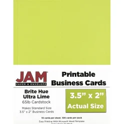 Sale ® Printable Business Cards, 3 1/2 x 2, Ultra Lime Green, 100/Pack (22128340) Business Cards