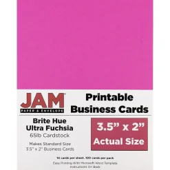 Online ® Printable Business Cards, 3 1/2 x 2, Ultra Fuchsia Pink, 100/Pack (22128338) Business Cards