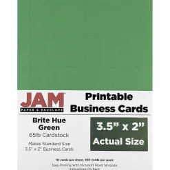 Outlet ® Printable Business Cards, 3 1/2 x 2, Green, 100/Pack (22128335) Business Cards