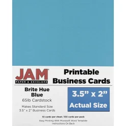 Hot ® Printable Business Cards, 3 1/2 x 2, Blue, 100/Pack (22128333) Business Cards