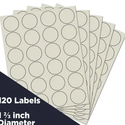 JAM Paper Round Label Sticker Seals, 1 2/3" Diameter, , 24 Labels/Sheet, 5 Sheets/Pack (147627045)* Shipping Labels