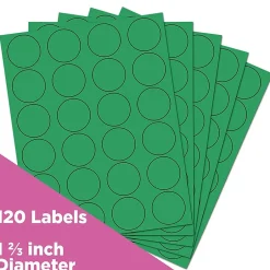 JAM Paper Round Label Sticker Seals, 1 2/3" Diameter, , 24 Labels/Sheet, 5 Sheets/Pack (147627041)* Shipping Labels