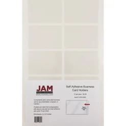 JAM Paper ® Self-Adhesive Business Card Holders, 2 x 3 1/2, Clear, 50 Label Pockets/Pack (6187815065C) Discount