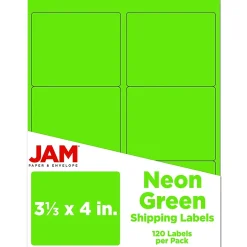 JAM Paper Shipping Labels, 3 1/3" x 4", , 6 Labels/Sheet, 20 Sheets/Pack (354328037)* Shipping Labels