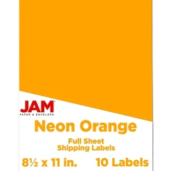JAM Paper Shipping Labels, 8 1/2" x 11", , 1 Label/Sheet, 10 Labels/Pack (337628613)* Shipping Labels