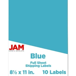 JAM Paper Shipping Labels, 8 1/2" x 11", , 1 Label/Sheet, 10 Labels/Pack (337628605)* Shipping Labels