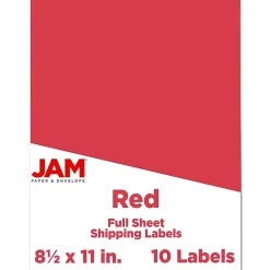 JAM Paper Shipping Labels, 8 1/2" x 11", , 1 Label/Sheet, 10 Labels/Pack (337628603)* Shipping Labels