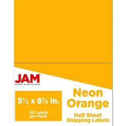 JAM Paper Shipping Labels, Half Page, 5 1/2" x 8 1/2", , 2 Labels/Sheet, 25 Sheets/Pack (359429628)* Shipping Labels