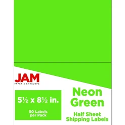 JAM Paper Shipping Labels, Half Page, 5 1/2" x 8 1/2", , 2 Labels/Sheet, 25 Sheets/Pack (359429626)* Shipping Labels