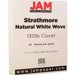 Best Strathmore 130 lb. Cardstock Paper, 8.5" x 11", Natural White, 25 Sheets/Pack (1196724) Card Stock